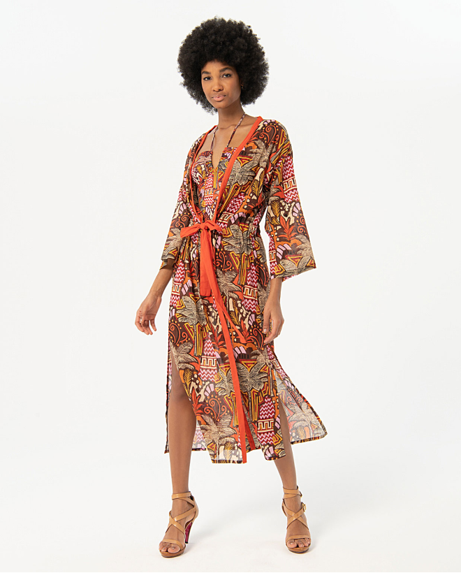 Kimono lungo stampato Multi