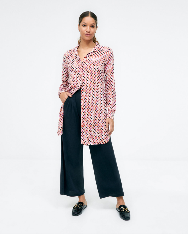 Camicia a maniche lunghe. Stampa Rosso