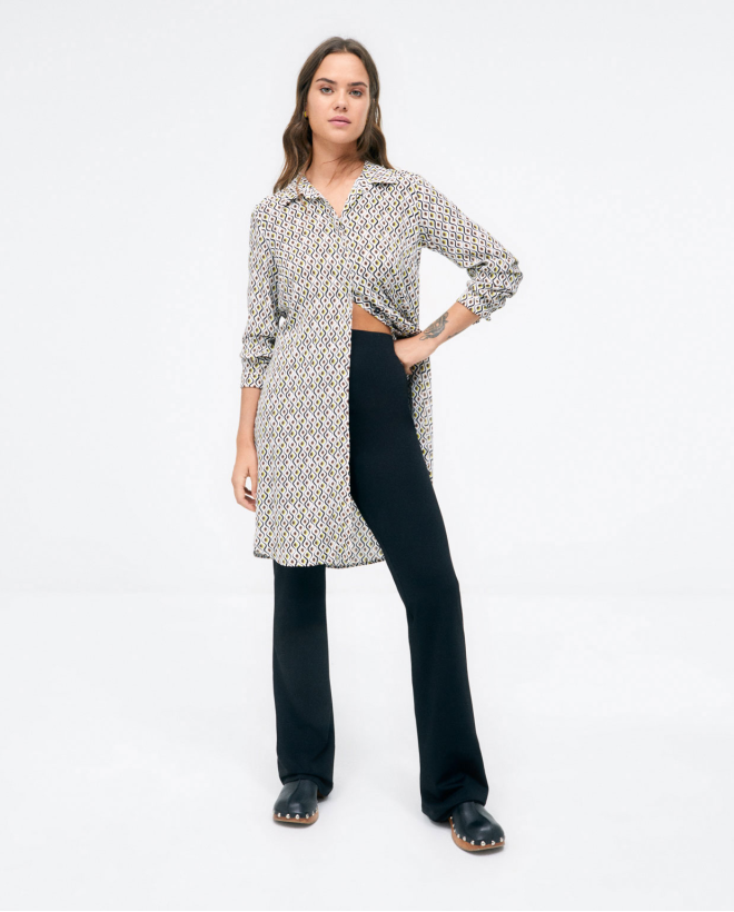 Camicia a maniche lunghe. Stampa Verde