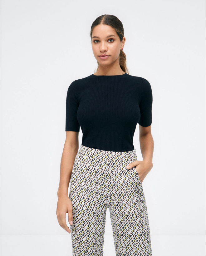 Pantaloni lunghi. Vita elastica. Stampa Verde