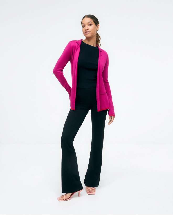 Giacca in maglia con tasche. Liscio Fucsia