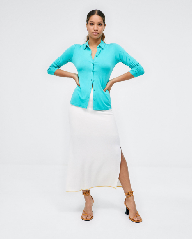 Camicia a maniche lunghe. Elastico Turquesa