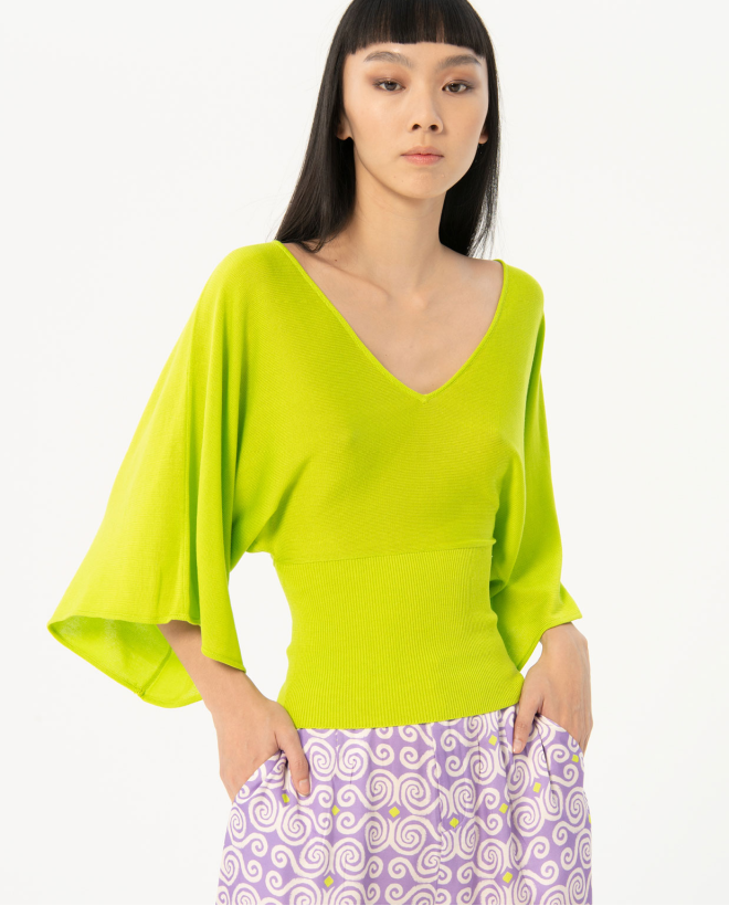 Maglia con maniche a pipistrello Verde acido