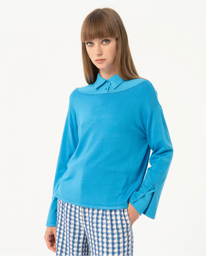 Maglia con maniche aperte Azzurro