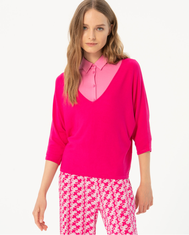Maglia con maniche alla giapponese Fucsia