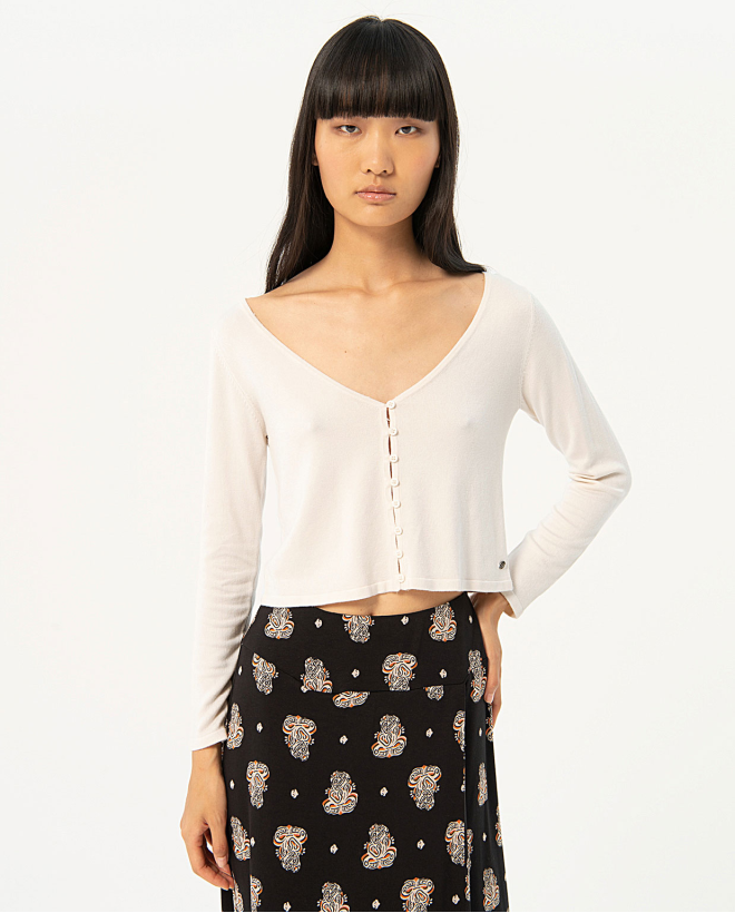 Cardigan a maglia con collo Altezza Bianco