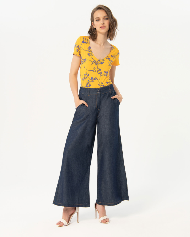 Jeans elasticizzati cropped Azzurro