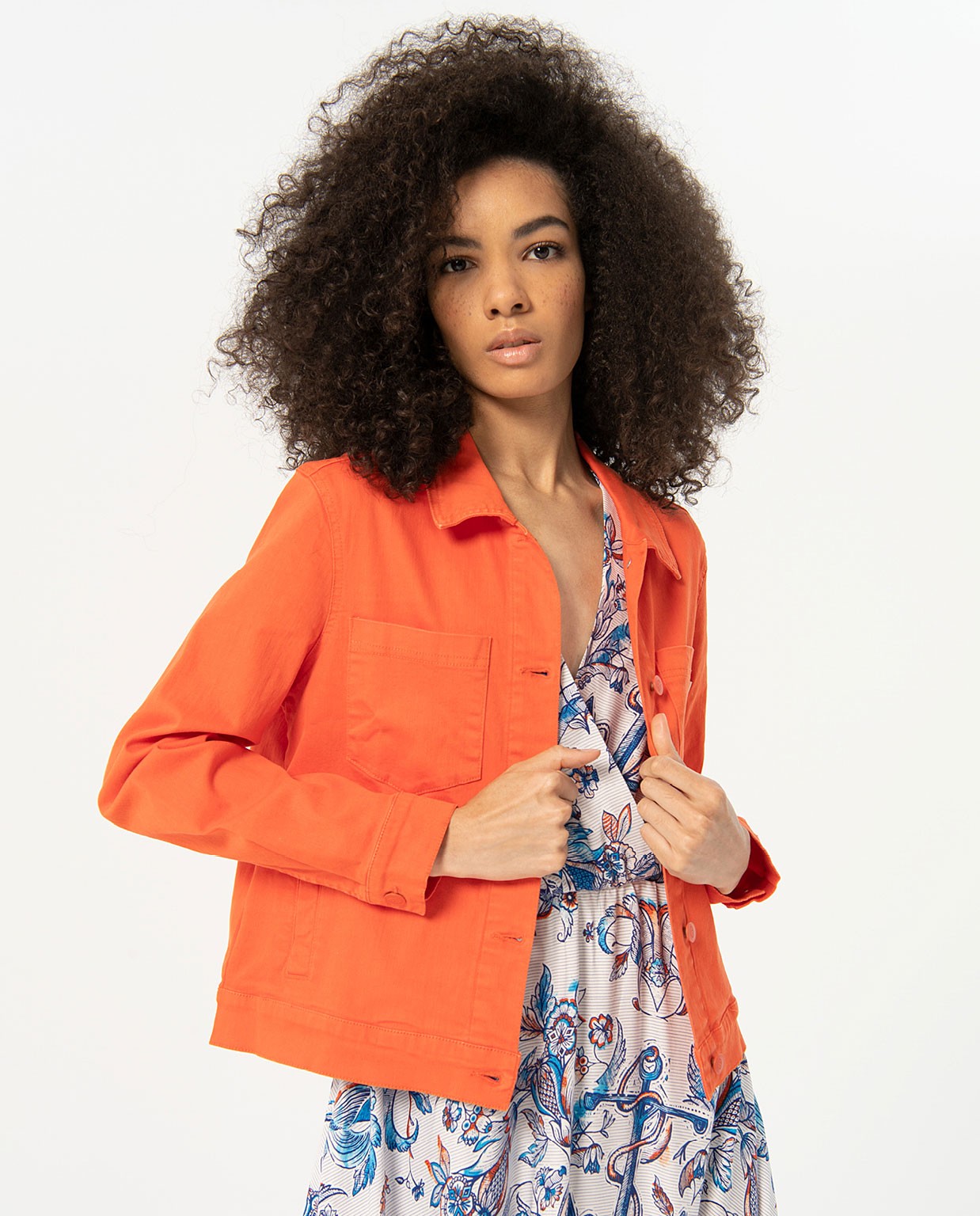 Giacca in denim colorata Arancione