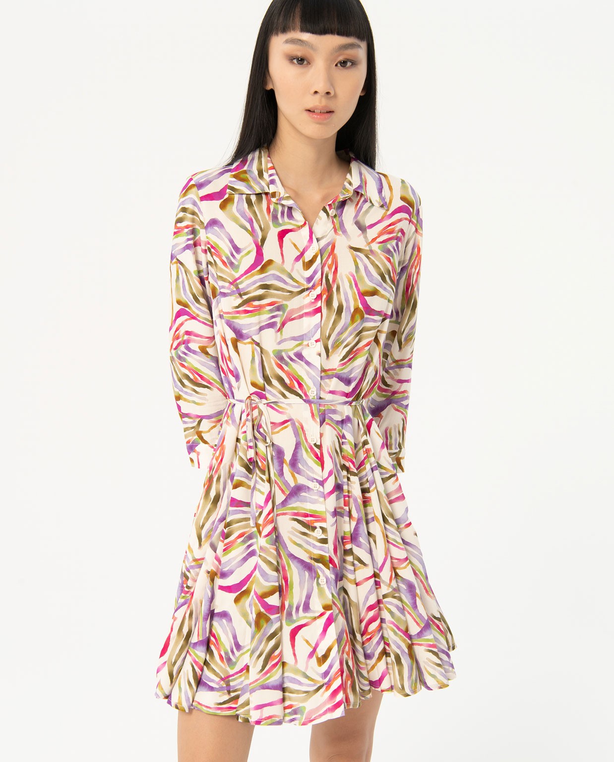 Printed short shirt dress Multi