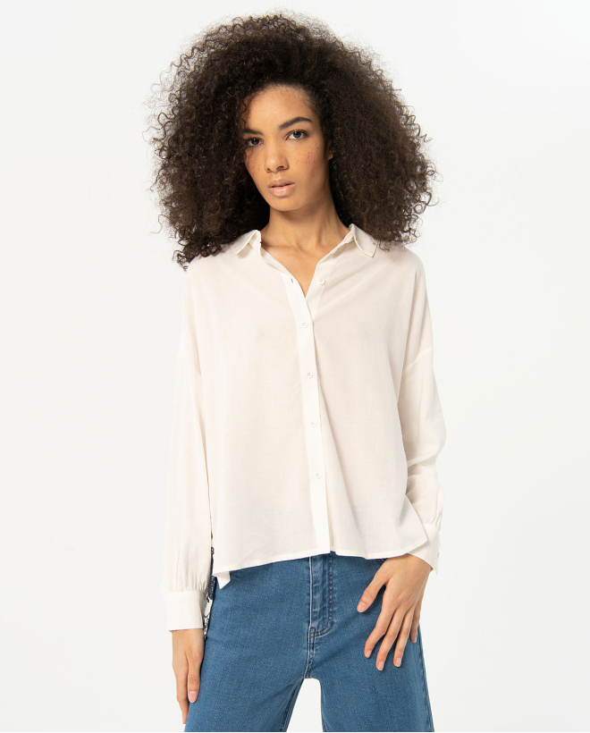 Camicia con dettagli all'uncinetto Bianco