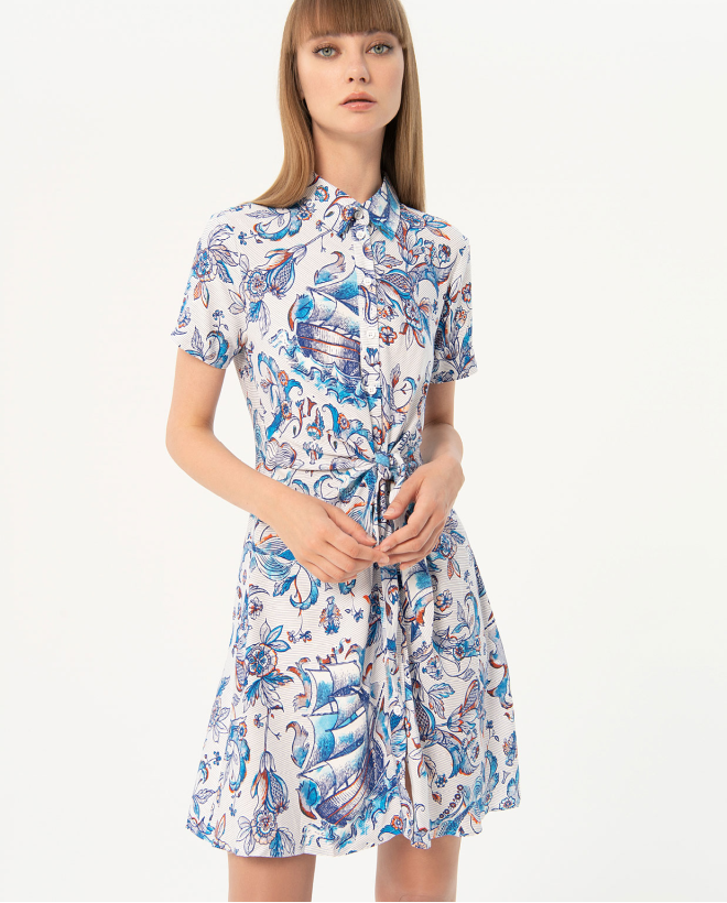 Vestito corto stampato Azzurro