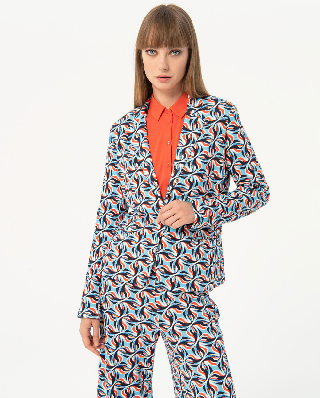 Blazer elastico stampato Azzurro