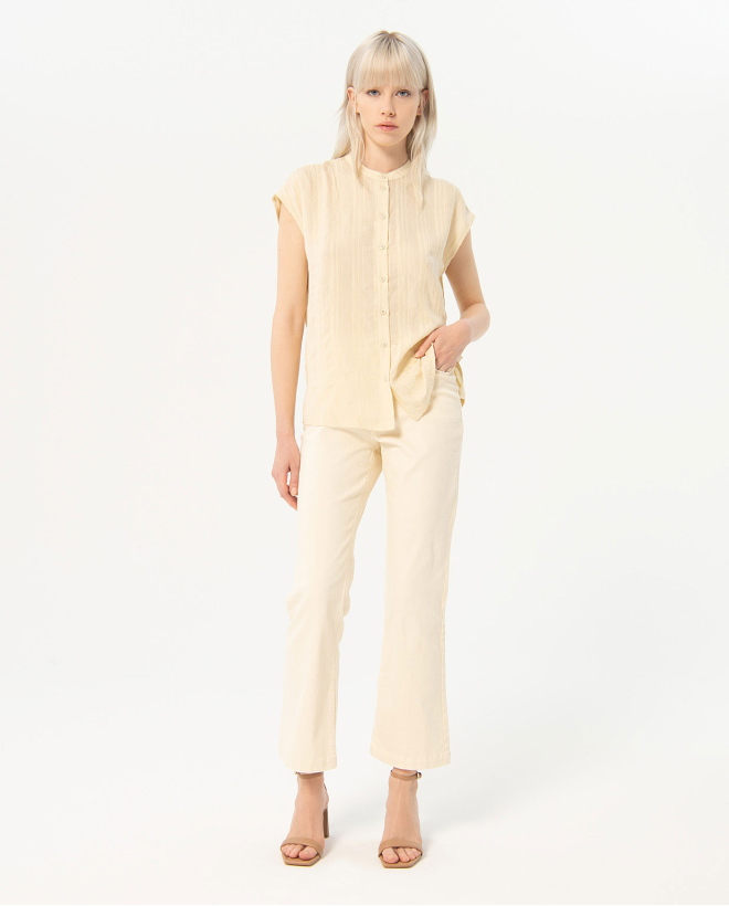 Camicetta a trama larga Beige