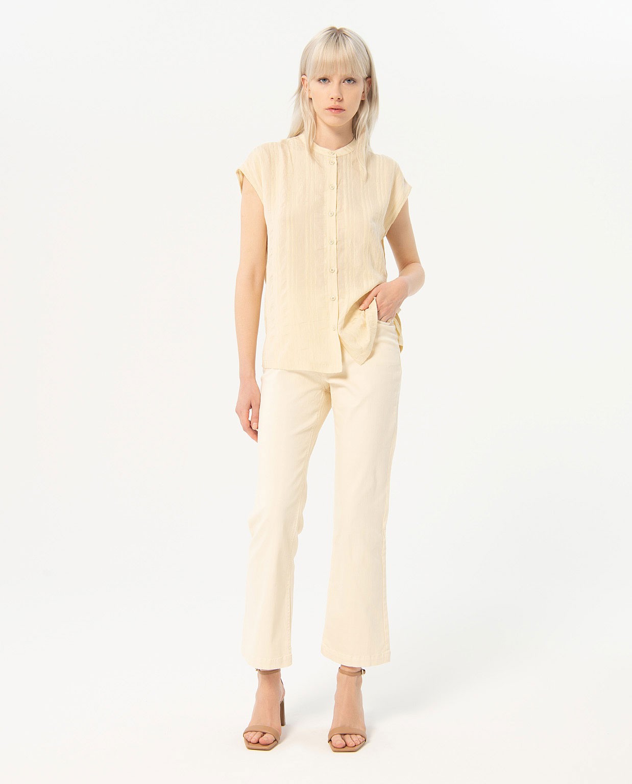 Camicetta a trama larga Beige