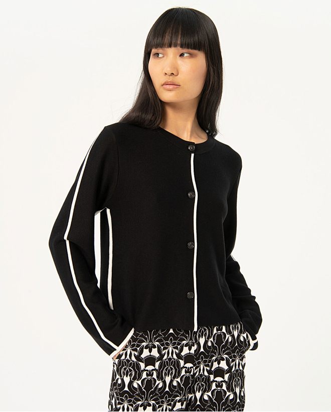 Cardigan a maniche lunghe in maglia Nero