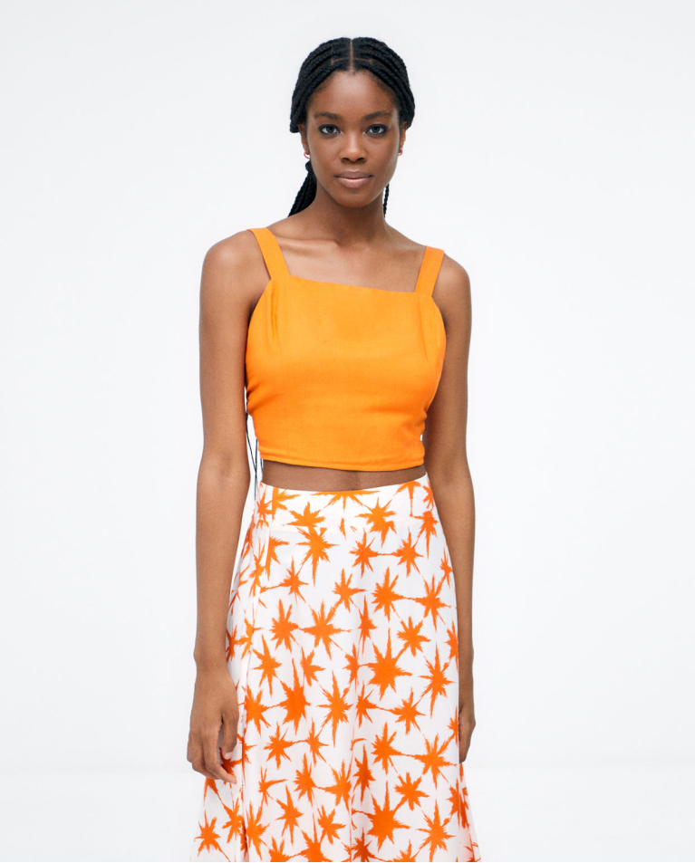 Fla midi skirt. Orange