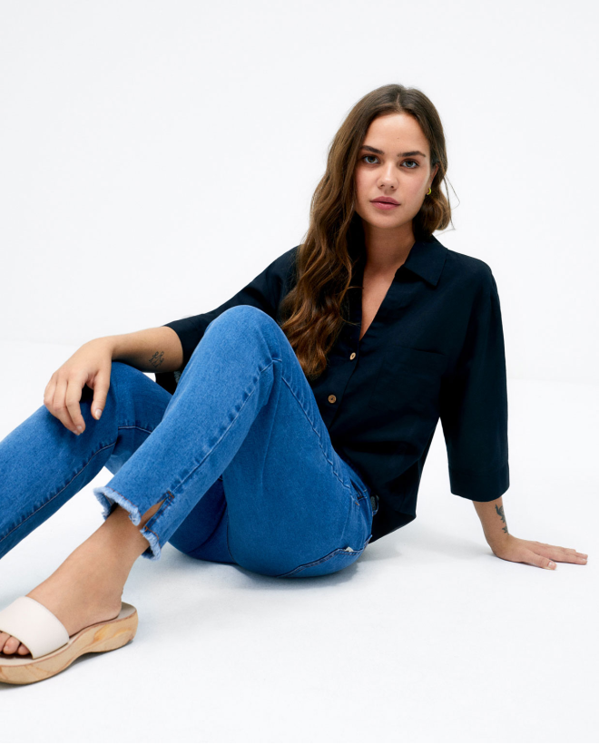 Straight long denim...