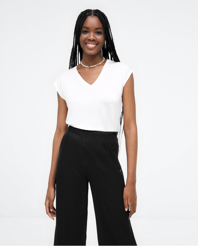 Wide ankle trousers. Plain...