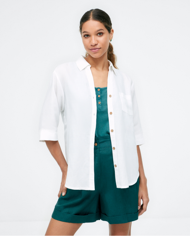 3 4 sleeve shirt. Plain  White