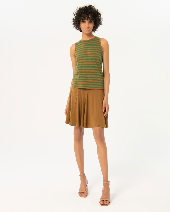 Cotton t-shirt with striped straps Khaki