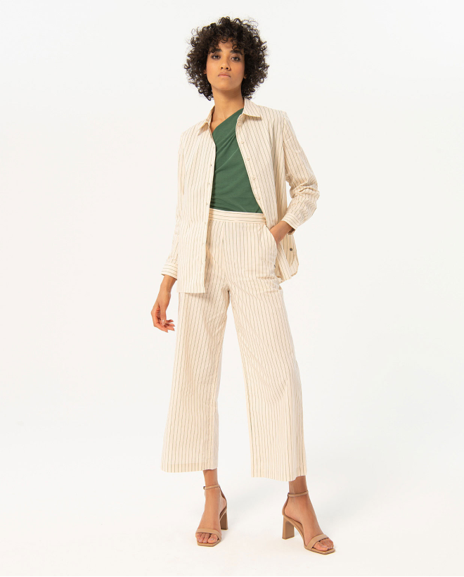Camicia gessata a maniche lunghe Crudo