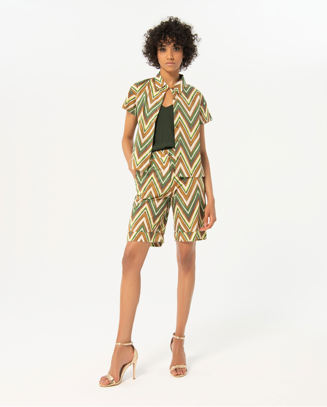 Camicia in popeline a maniche corte Verde