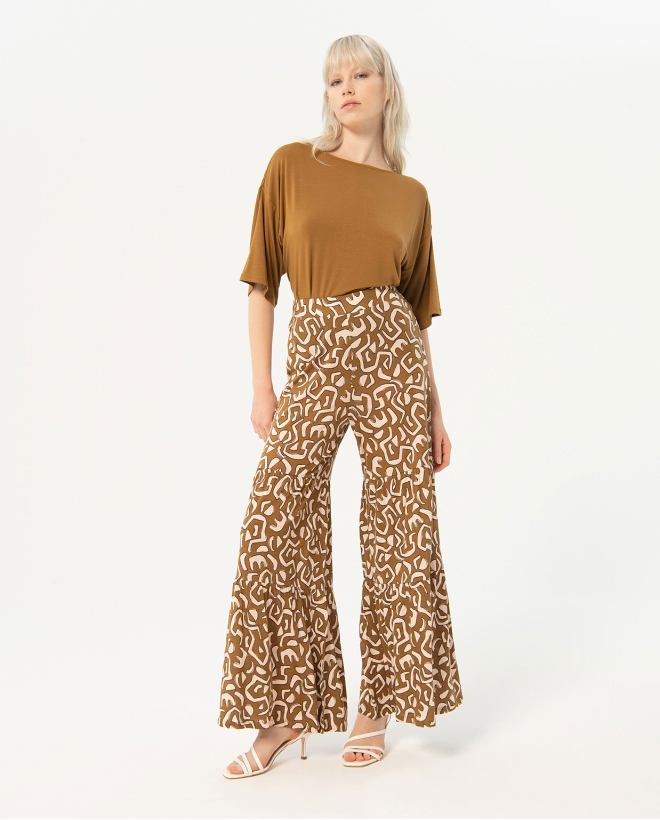 Pantaloni lunghi con volant stampati Kaki