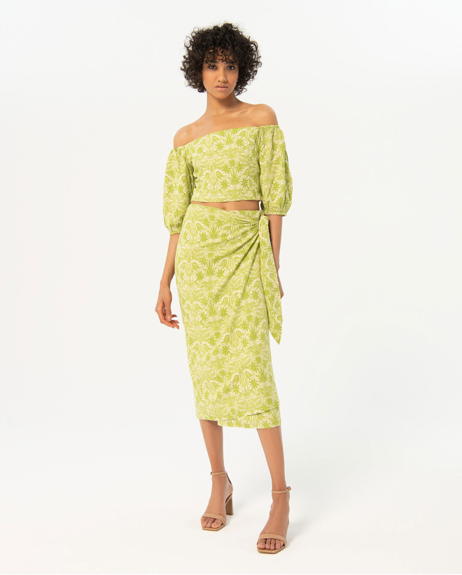 Camicetta off-shoulder crop top Verde