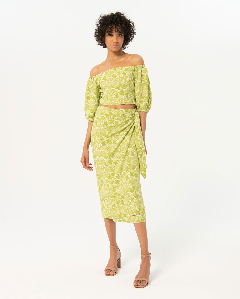 Camicetta off-shoulder crop top Verde