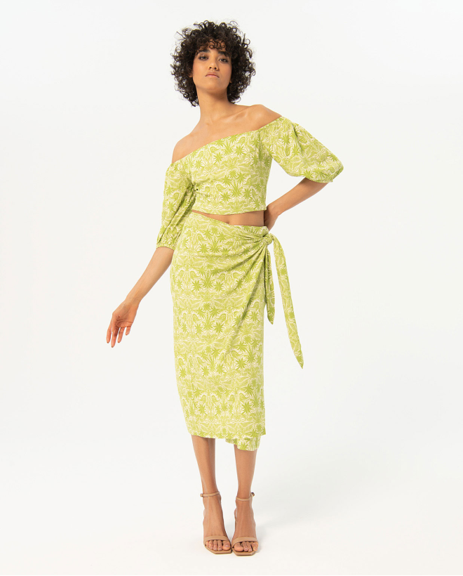 Gonna sarong stampata Verde