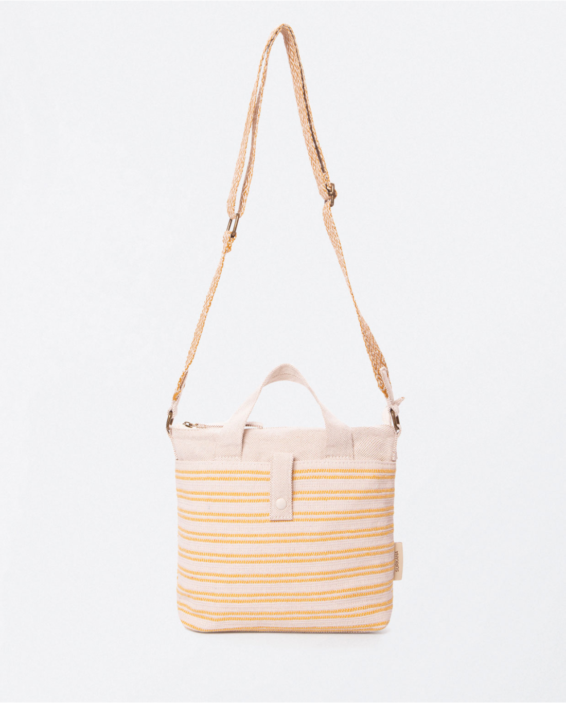 Jacquard shoulder bag with handle. Stripes Yellow Color Yellow