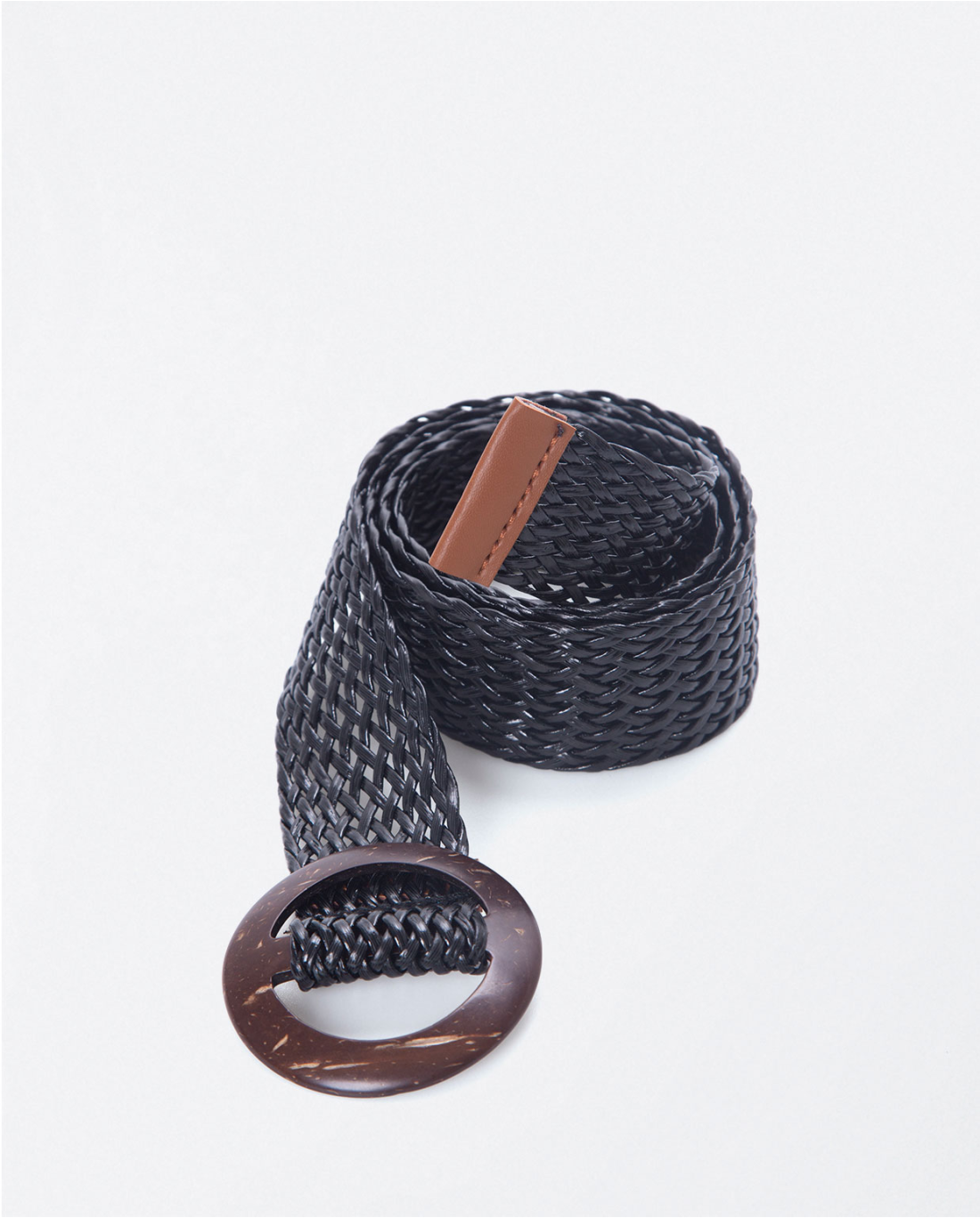 Wide raffia belt with buckle Black Color Black